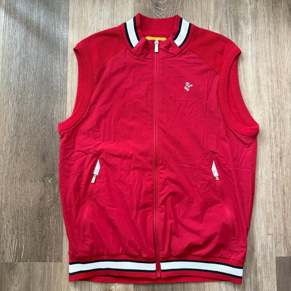 Louis Castel golf women vest nylon red zip up light weight size 105 large